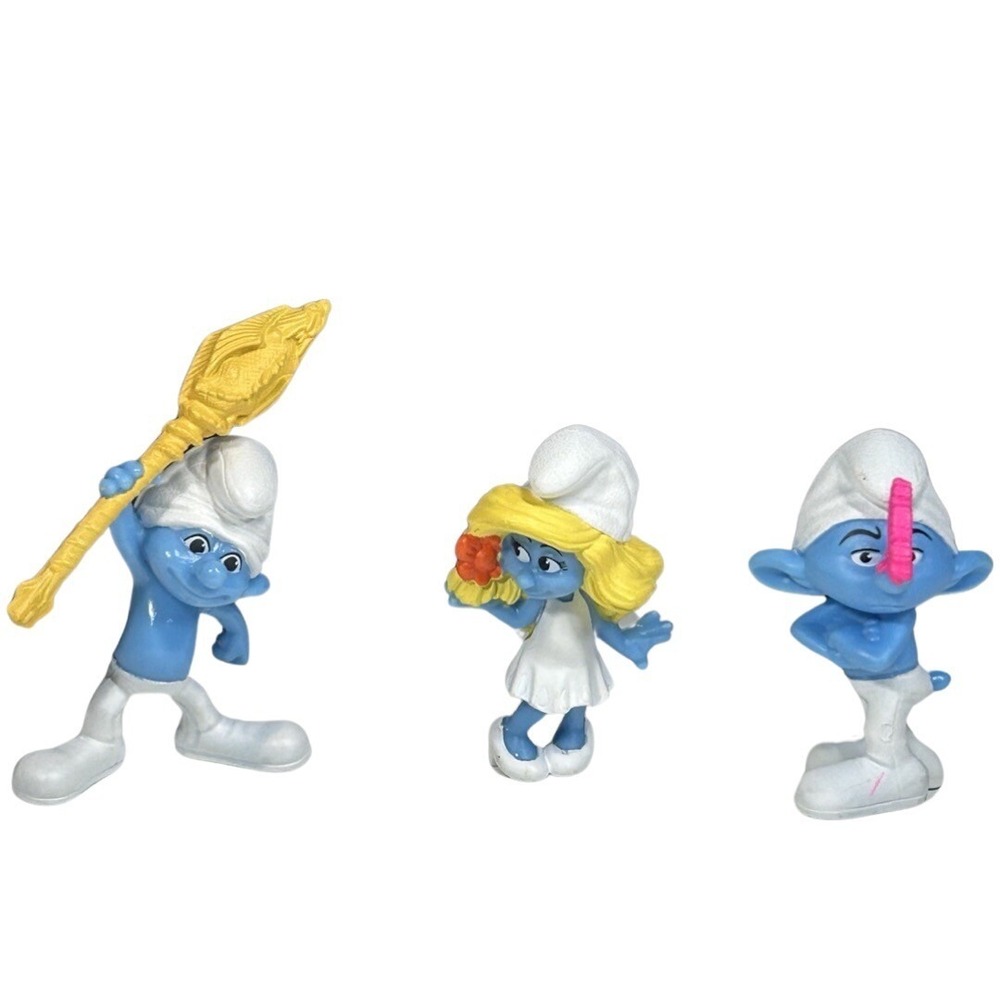 Smurfs McDonalds Figures Happy Meal Toys Lot Of 3  2011 Clumsy Grouchy Smurfette